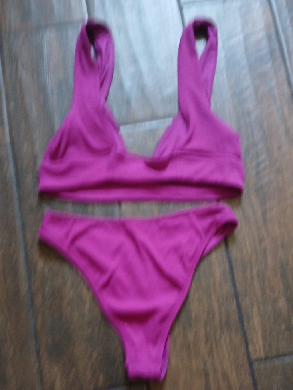 Source Unknown Fuchsia Ribbed Bikini Set - Picture 3 of 5